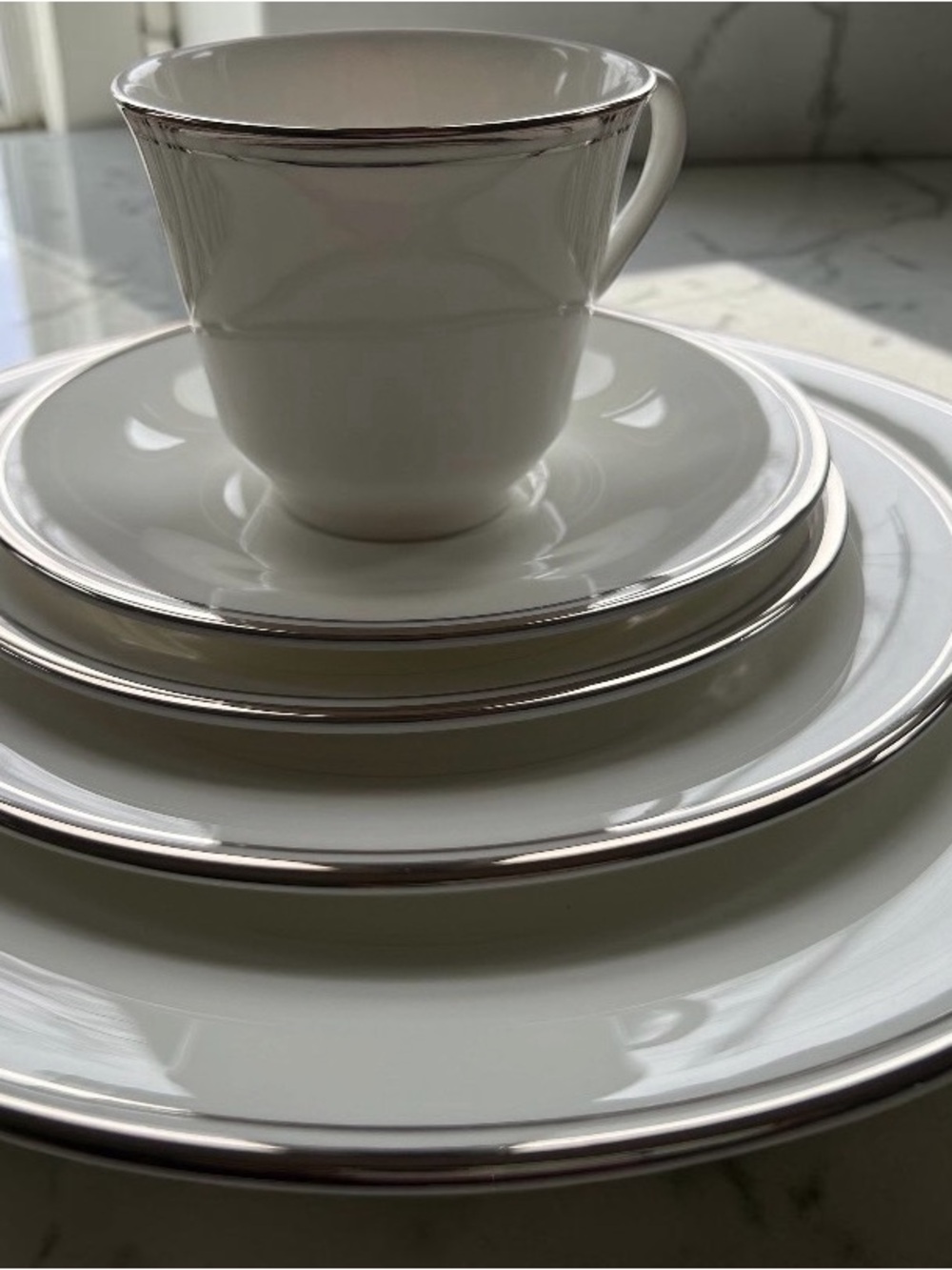 Royal Doulton White Dinnerware with Silver Band
